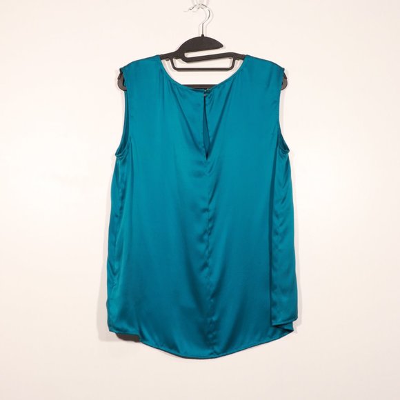 NWT PAIGE Sleeveless 100% Silk Deep Turquoise Blouse - Picture 2 of 10